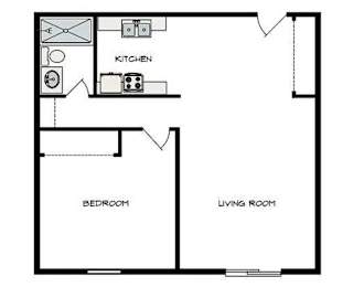  Floor Plan 1 Bedroom 1 Bathroom