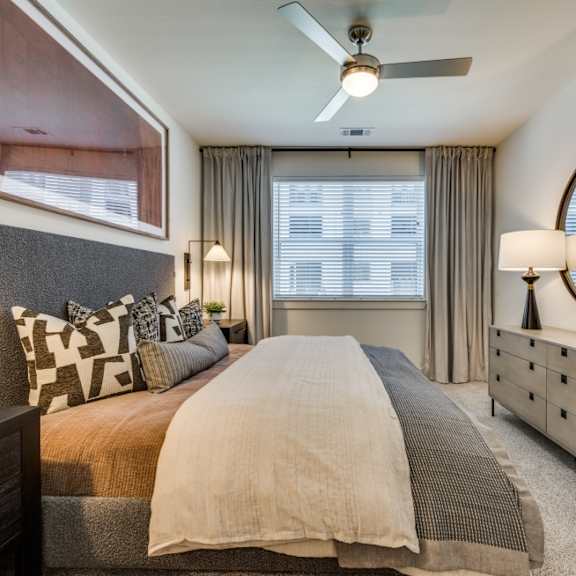 Aura Main Street Apartments in Lewisville, Texas Model Bedroom