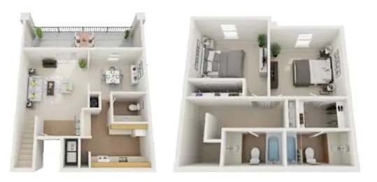 B3 Floor Plan at Mountain Place Apartments, Stone Mountain
