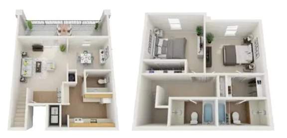 B3 Floor Plan at Mountain Place Apartments, Stone Mountain