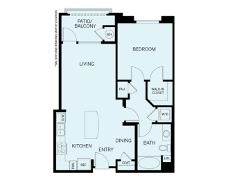 1 Bed 1 Bath plan B2M Floor Plan at Accent, California, 90066