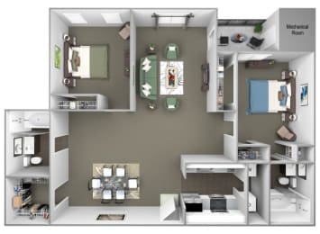 Hampshire Green Apartments - B6 (Ballymore III) - 2 bedroom - 2 bath - 3D