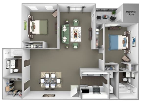 Hampshire Green Apartments - B6 (Ballymore III) - 2 bedroom - 2 bath - 3D