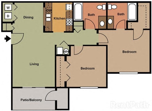 Beautiful 2 Bedroom, 2 Bath Floor Plan Beautiful 2 Bedroom, 2 Bath Floor Plan at Creekside Square, Indianapolis, IN