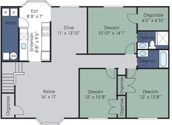 Hawthorne  Floor Plan at Holly Point Apartments