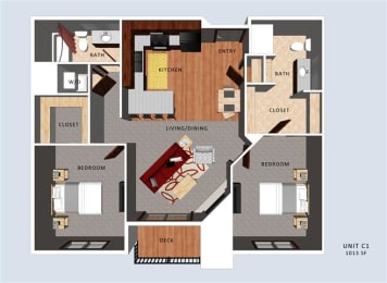 Floor Plan  Sterling two bedroom two bathroom floor plan at Villas of Omaha at Butler Ridge