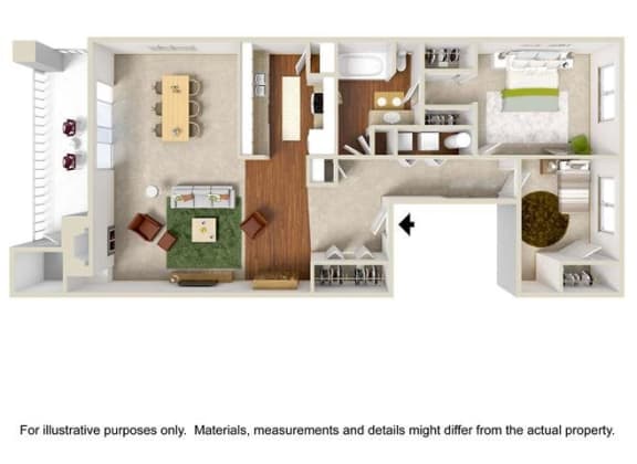 Floor Plan  2 Bed 1 Bath Flat B Floor Plan at Haven at Charbonneau, Wilsonville, OR