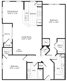 1 bed 1 bath floor plan E  at Chesapeake Ridge, North East, 21901