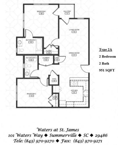 Floor Plan  2A - Two Bedroom Two bath