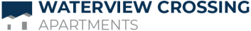 The blue and grey logo for Waterview Crossing Apartments in Orlando, FL