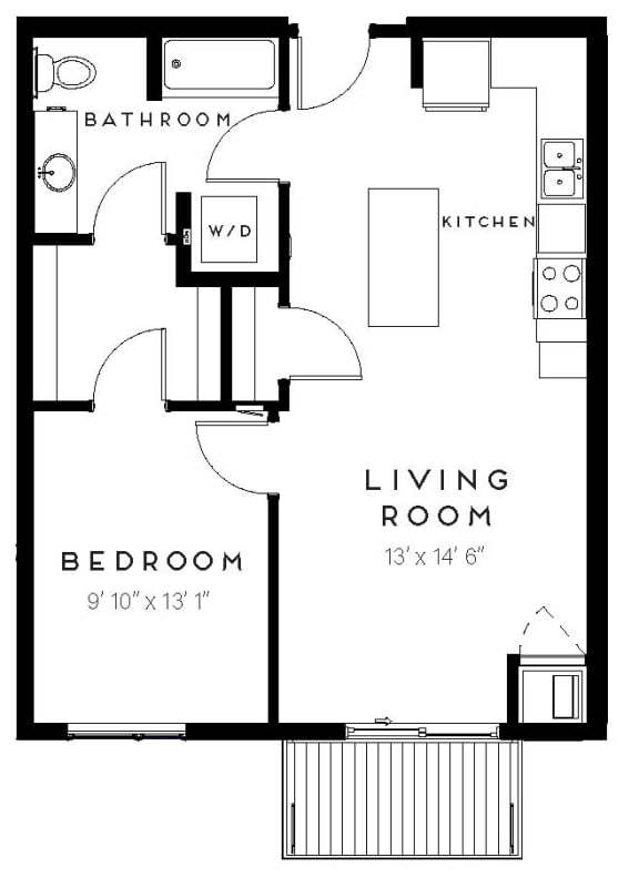 B1 1 Bed 1 Bath Floor Plan B1 1 Bed 1 Bath Floor Plan at The Maven on Broadway, Minnesota