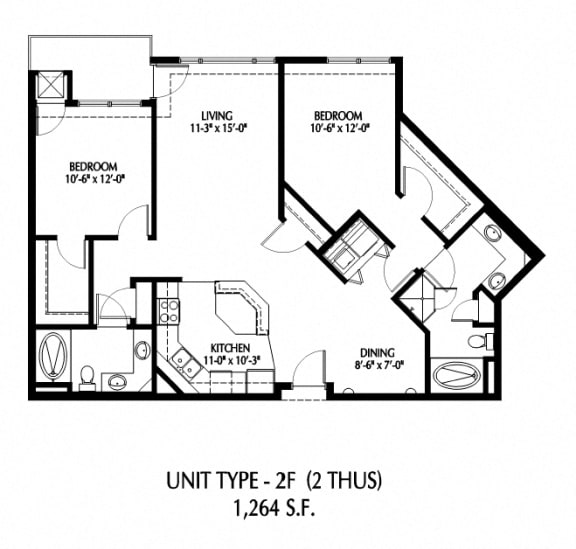 2BRM-F Floor Plan at 808 Berry Place, Minnesota