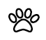A black and white image of a paw print.