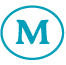 A blue and white logo with the letter M in the center.