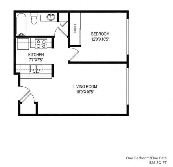 One Bedroom-One Bath 526sqft  at Duet on Wilcox, California, 90028