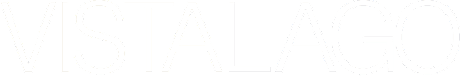 The image shows the word "VISTALAGO" in a light color on a white background.