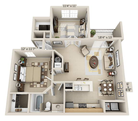 one bed one bath apartment floor plan