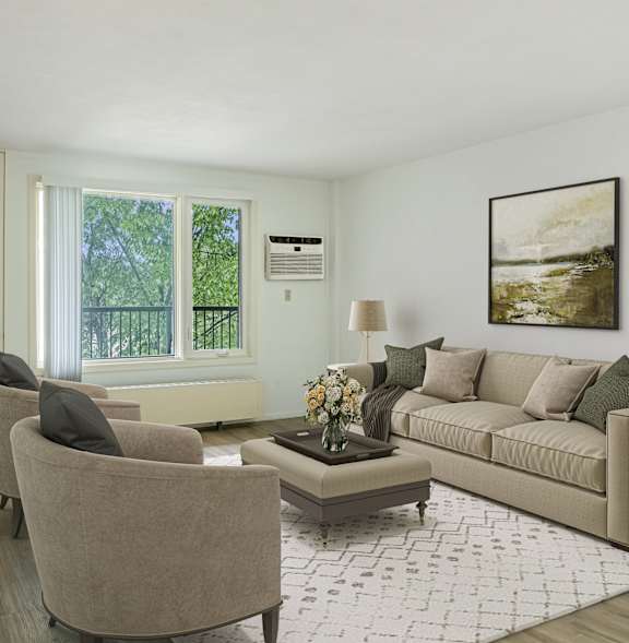 a bedroom with a bed and a closet at Humboldt Senior 55+ Apartments, Saint Paul, MN, 55107