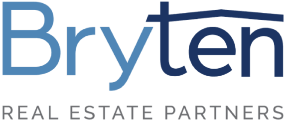 the logo for bvs real estate partners in blue on a black background