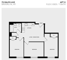 Floor Plan G Line 3 Bed 1 Bath