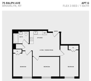  Floor Plan G Line 3 Bed 1 Bath