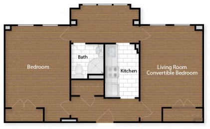 One bedroom apartment with option to convert living room into a second bedroom