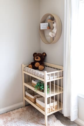 a neutral nursery | benjamin moore hale navy | via yellow brick home