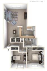 Two Bedroom One Bath Floorplan Two Bedroom One Bath Floorplan at Hampton Lakes Apartments, Walker