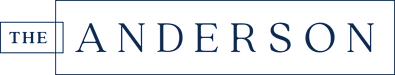 The image shows a logo with the text "THE ANDERSON" in white on a blue background.