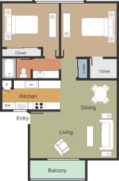  Floor Plan 2 Bed 1 Bath