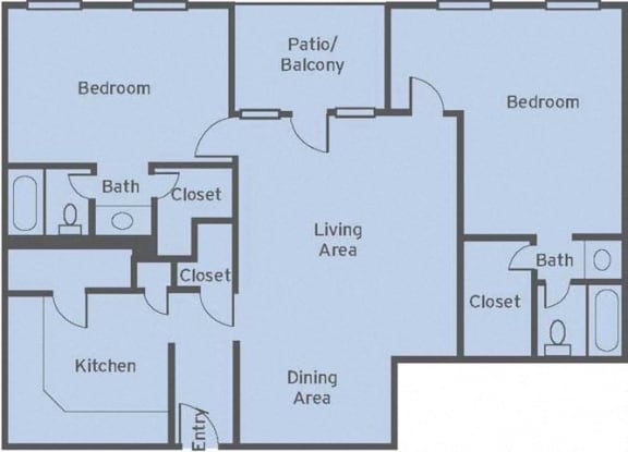 B3 Floor Plan at The Mason Mills Apartments, Decatur, Georgia