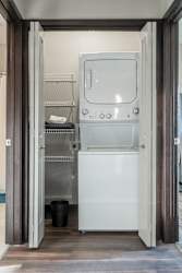 Stackable or full size washer and dryer included in unit at The Villa at Mahoney Park