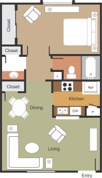 Floor Plan Cozy 1 Bed 1 Bath