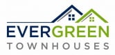 the logo for evergreen townhouse under a picture of a house