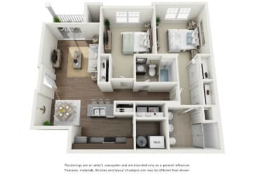 Two Bedroom Floor Plan at Luxury apartments in Virginia Beach, VA