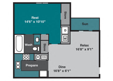One Bedroom Floor Plan