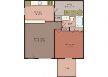 One Bedroom Floor Plan in Richmond VA