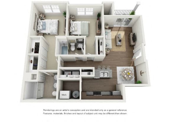Two bedroom floor plan of Apartments in Virginia Beach VA