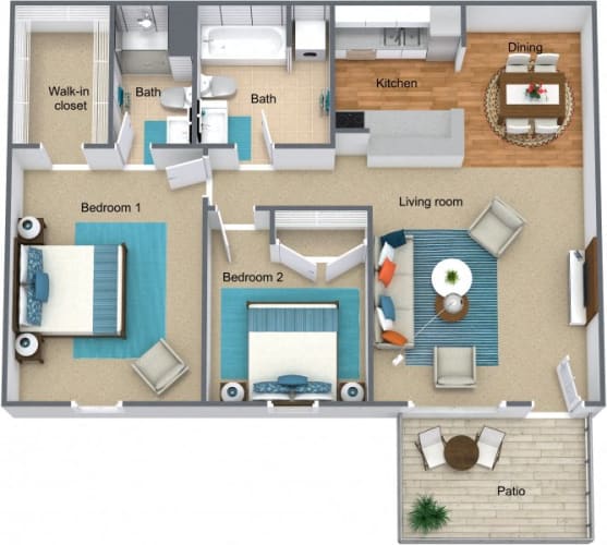 Floor Plan  Two bedroom two bath