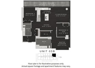 Unit 03B Floor Plan Unit 03B Floor Plan at 640 North Wells, Chicago, Illinois