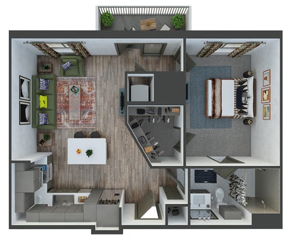 Steinway 1 Bedroom, 1 bath. Kitchen with Island and Pantry. stackable washer/dryer. Patio/Balcony