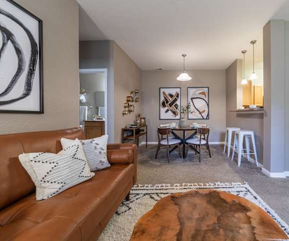 Decorated living room at The Reserve at Williams Glen, Zionsville, IN