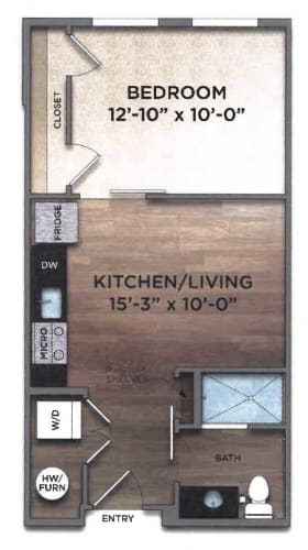 Floor Plan  Studio Floorplan at The Nicholas, Columbus, Ohio