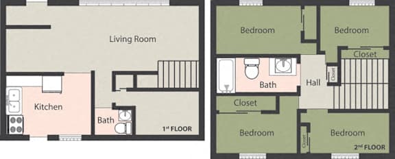 Floor Plan 4-Bedroom, 1 1/2-Bath
