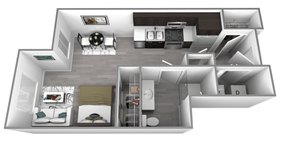 Studio 1 bathroom area 1 at Commons at Sylvan Canyon Apartments, Portland, OR, 97221