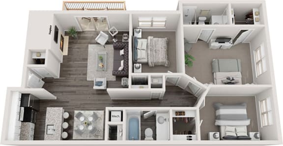 Floor Plan  Plaza 3 Bed  at Southridge, Kansas City, KS