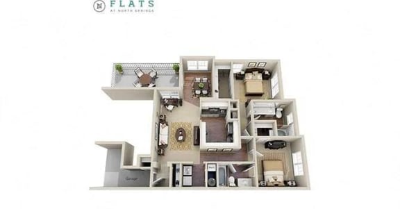 us state 3 bedrooms floor plan | apartments for rent in kirkland wa | the flats at Flats at North Springs, Sandy Springs
