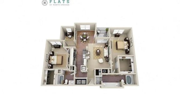 bedroom floor plan | the edge at 450 at Flats at North Springs, Georgia, 30328