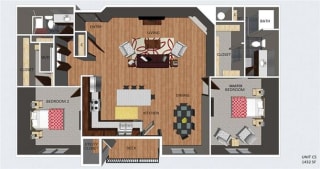 Bloomsbury two bedroom two bathroom floor plan at The Flats at 84