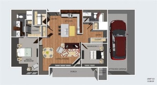 Chester two bedroom two bathroom floor plan at The Flats at 84